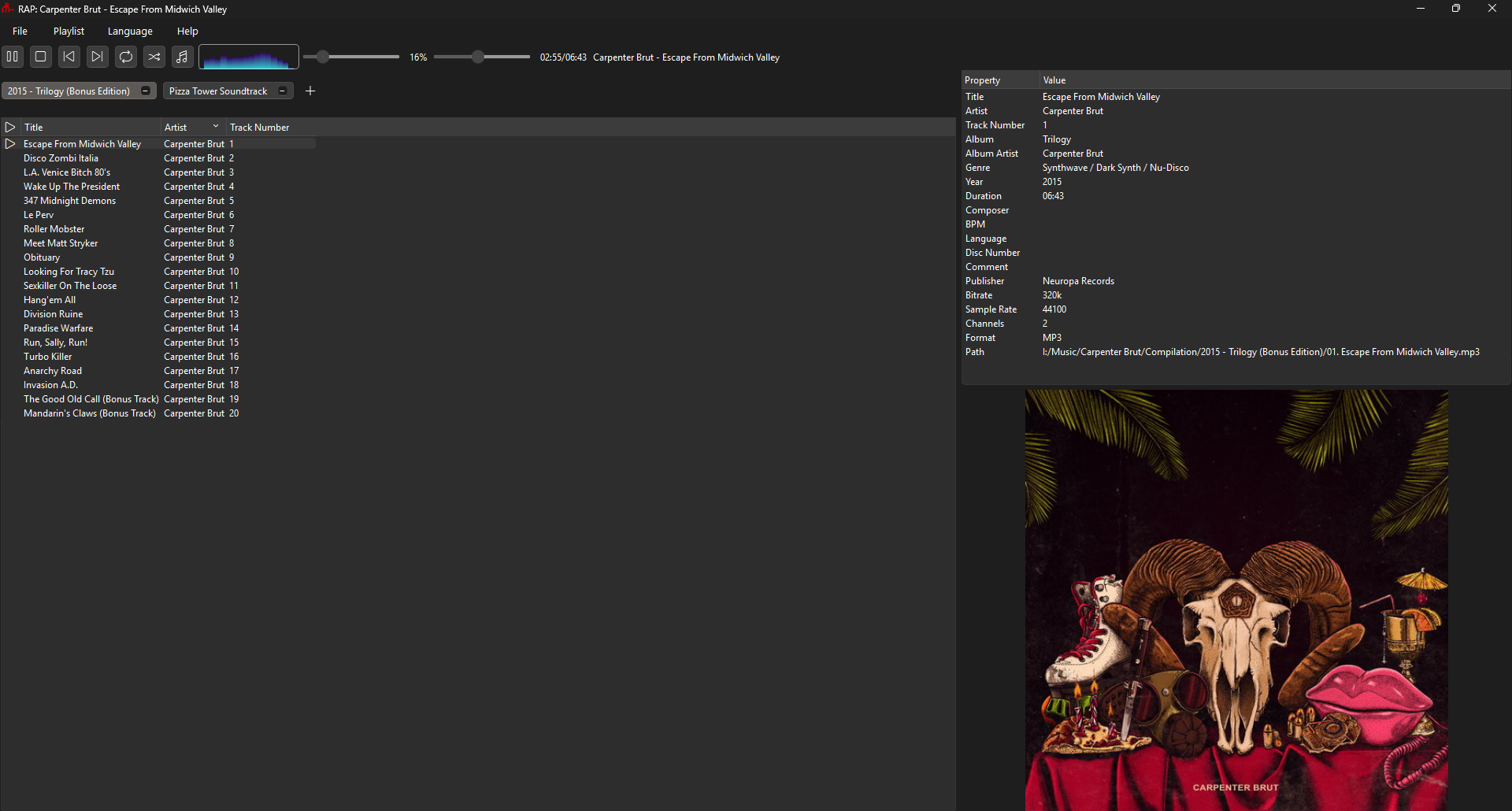Opened Playlist with Dock Widget